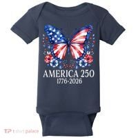 America 250 1776 -2026 Patriotic Flag Butterfly  Baby Bodysuit thumb 0