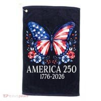 America 250 1776 -2026 Patriotic Flag Butterfly  Golf Towel thumb 0
