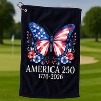 America 250 1776 -2026 Patriotic Flag Butterfly  Golf Towel thumb 1