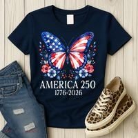 America 250 1776 -2026 Patriotic Flag Butterfly  Women's T-Shirt thumb 3