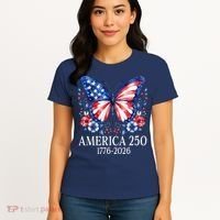 America 250 1776 -2026 Patriotic Flag Butterfly  Women's T-Shirt thumb 4