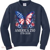 America 250 1776 -2026 Patriotic Flag Butterfly  Kids Sweatshirt thumb 0