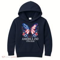 America 250 1776 -2026 Patriotic Flag Butterfly  Kids Hoodie thumb 0
