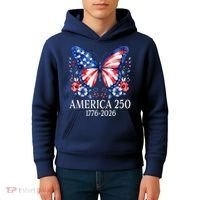 America 250 1776 -2026 Patriotic Flag Butterfly  Kids Hoodie thumb 4