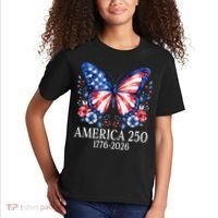 America 250 1776 -2026 Patriotic Flag Butterfly  Kids T-Shirt thumb 2