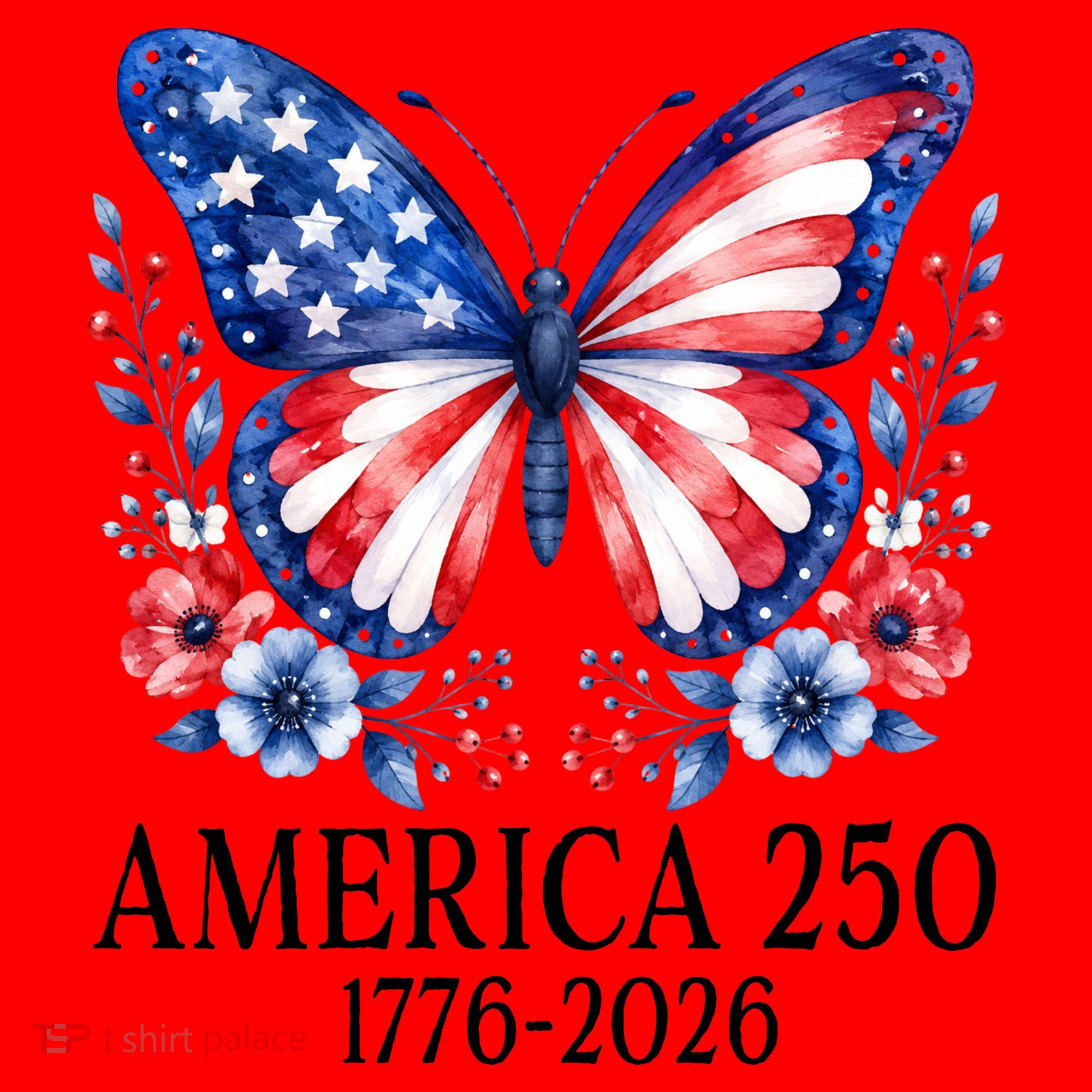 America 250 1776 -2026 Patriotic Flag Butterfly  Santa Hat