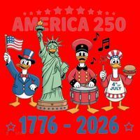 America 250th Anniversary Goose Cartoon  Santa Hat thumb 1