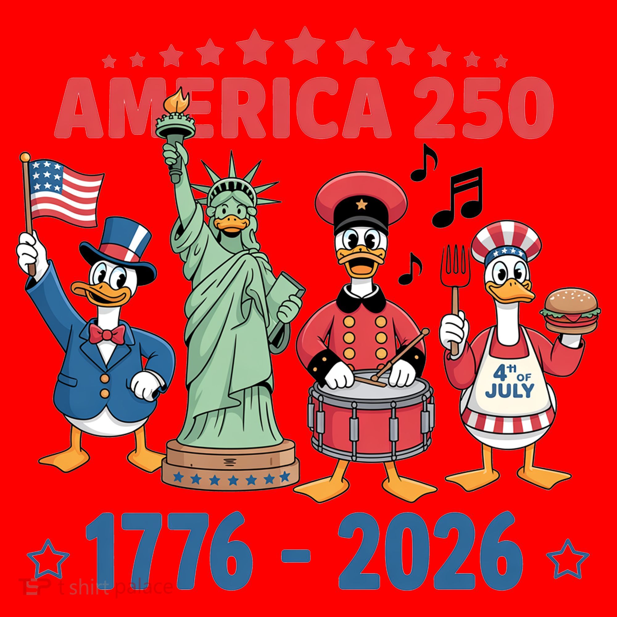America 250th Anniversary Goose Cartoon  Santa Hat
