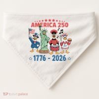 America 250th Anniversary Goose Cartoon  USA-Made Doggie Bandana thumb 0