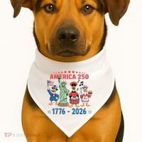 America 250th Anniversary Goose Cartoon  USA-Made Doggie Bandana thumb 1