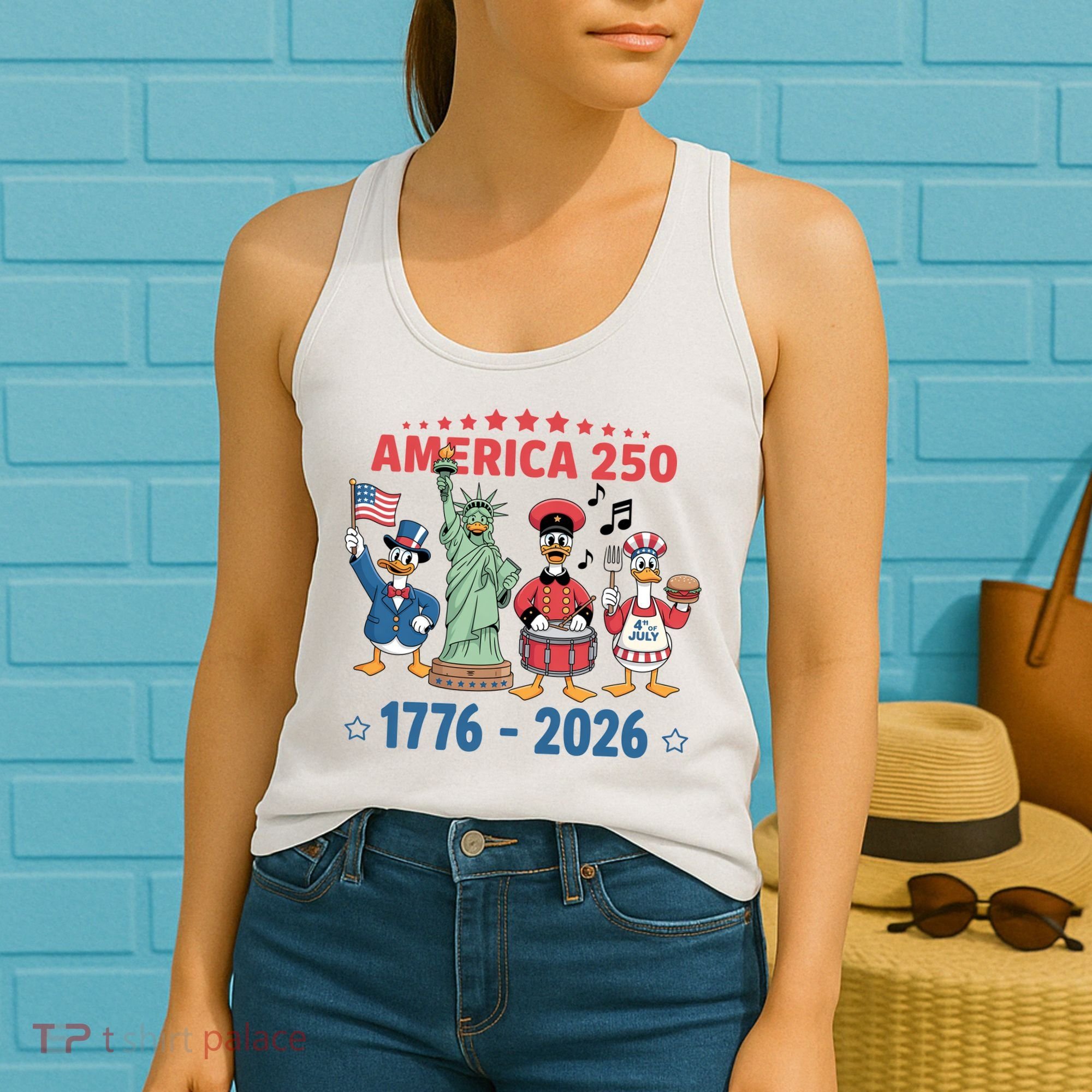 America 250th Anniversary Goose Cartoon  Women's Tank Top