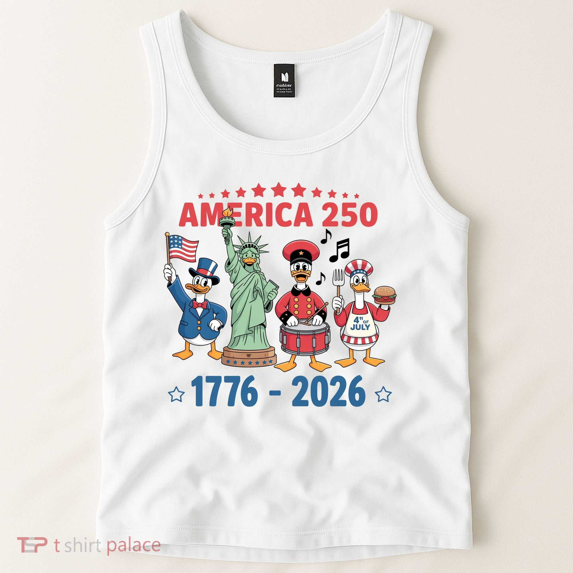 America 250th Anniversary Goose Cartoon  Tank Top