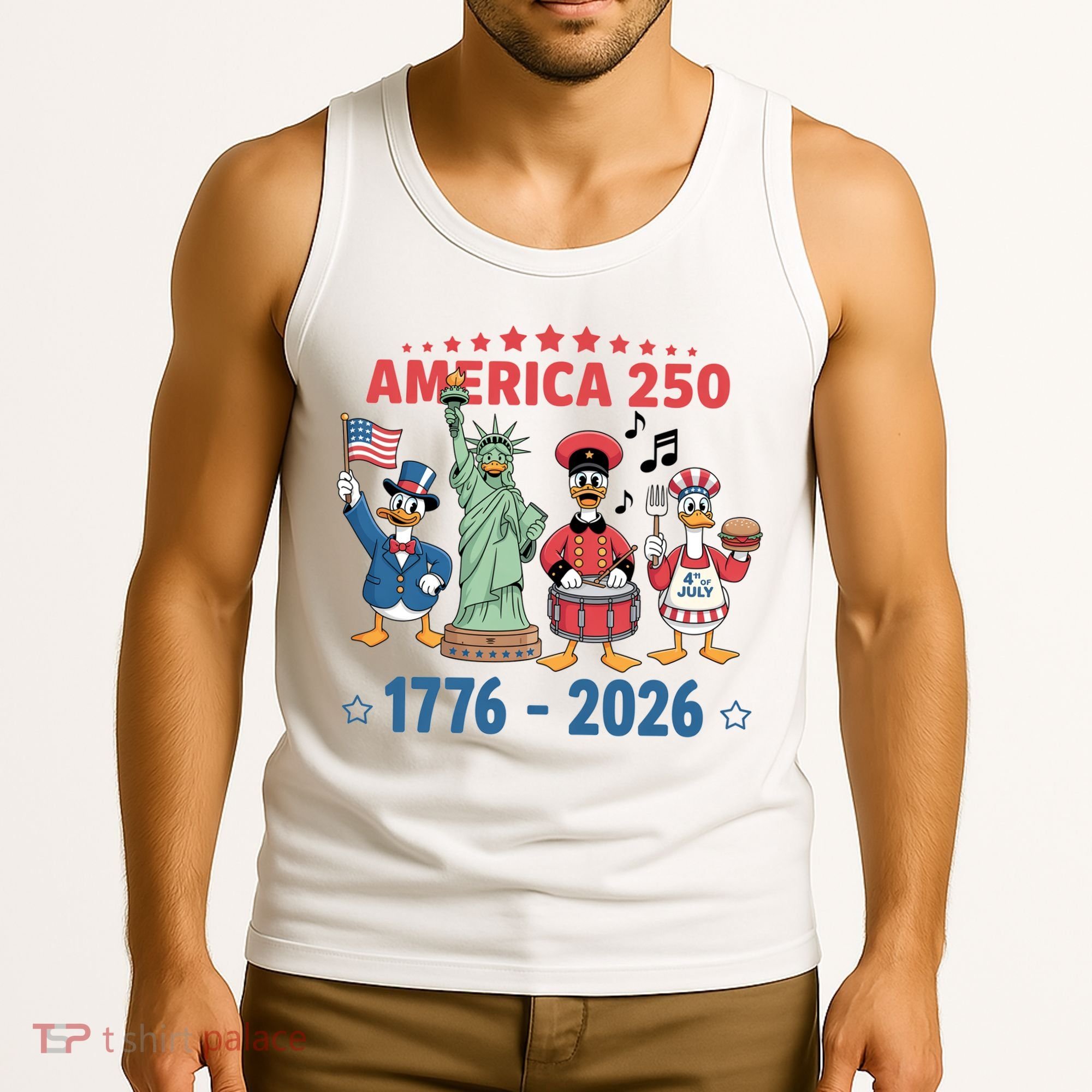 America 250th Anniversary Goose Cartoon  Tank Top