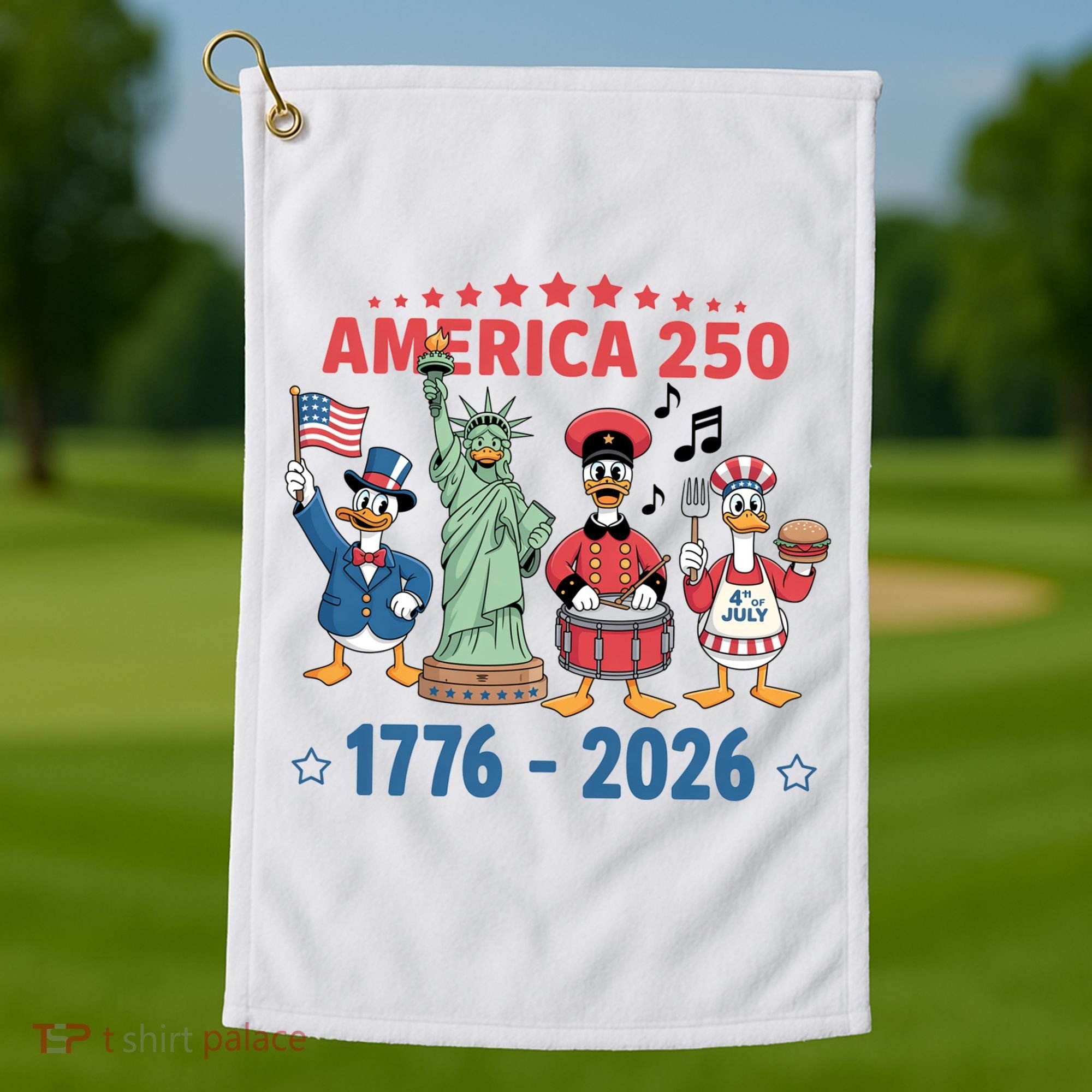 America 250th Anniversary Goose Cartoon  Golf Towel
