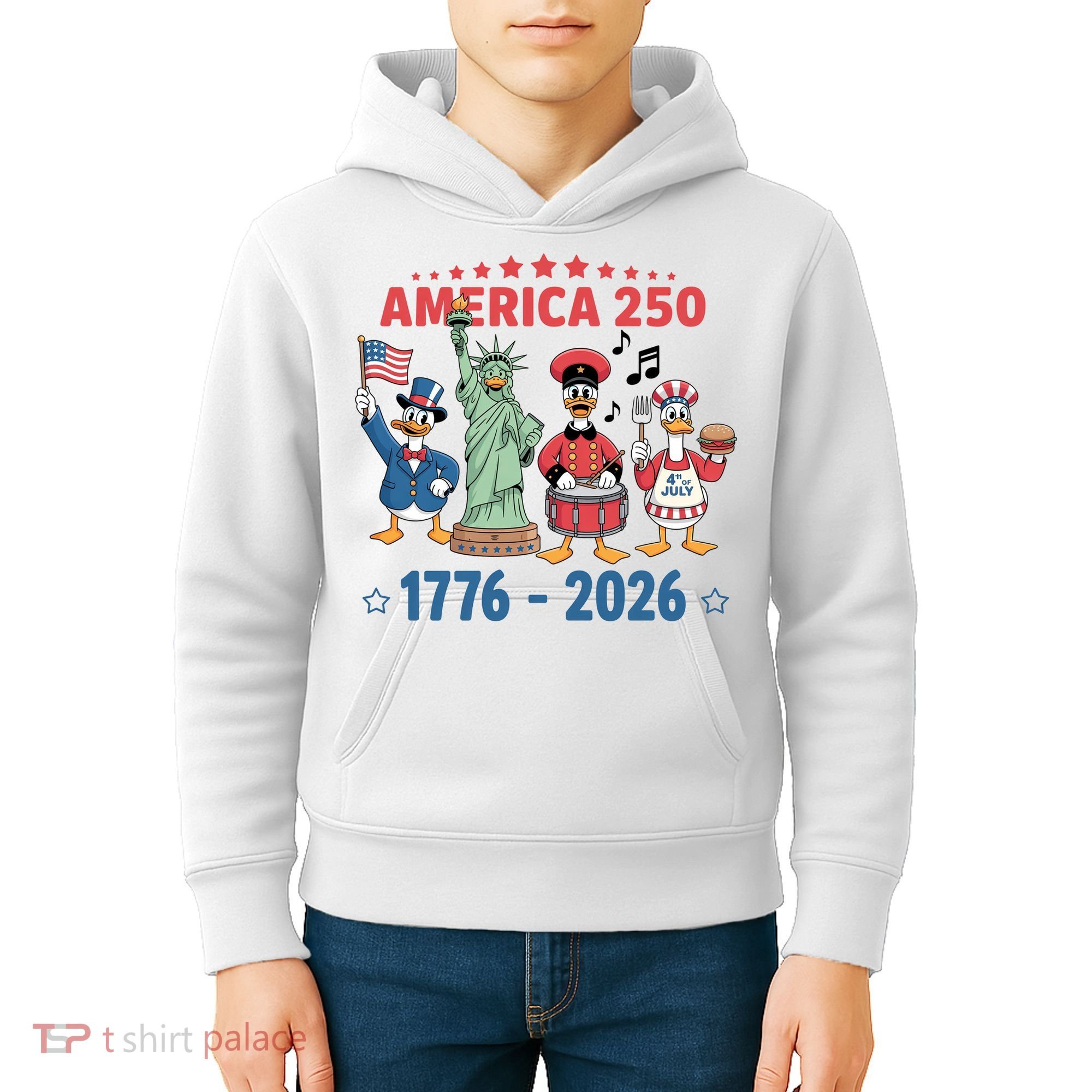 America 250th Anniversary Goose Cartoon  Kids Hoodie