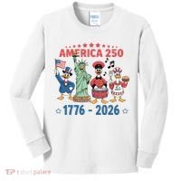 America 250th Anniversary Goose Cartoon  Kids Long Sleeve Shirt thumb 0