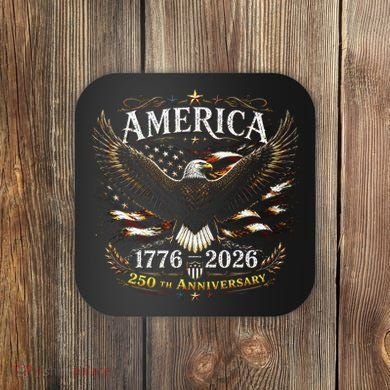 America 250th Anniversary 1776-2026 Patriotic Eagle Coaster