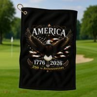 America 250th Anniversary 1776-2026 Patriotic Eagle Golf Towel thumb 1
