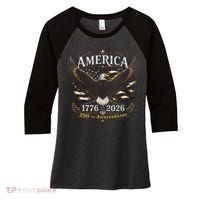 America 250th Anniversary 1776-2026 Patriotic Eagle Women's Tri-Blend 3/4-Sleeve Raglan Shirt thumb 0