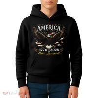 America 250th Anniversary 1776-2026 Patriotic Eagle Kids Hoodie thumb 4
