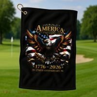 America 250th Anniversary 1776-2026 American Eagle Golf Towel thumb 1