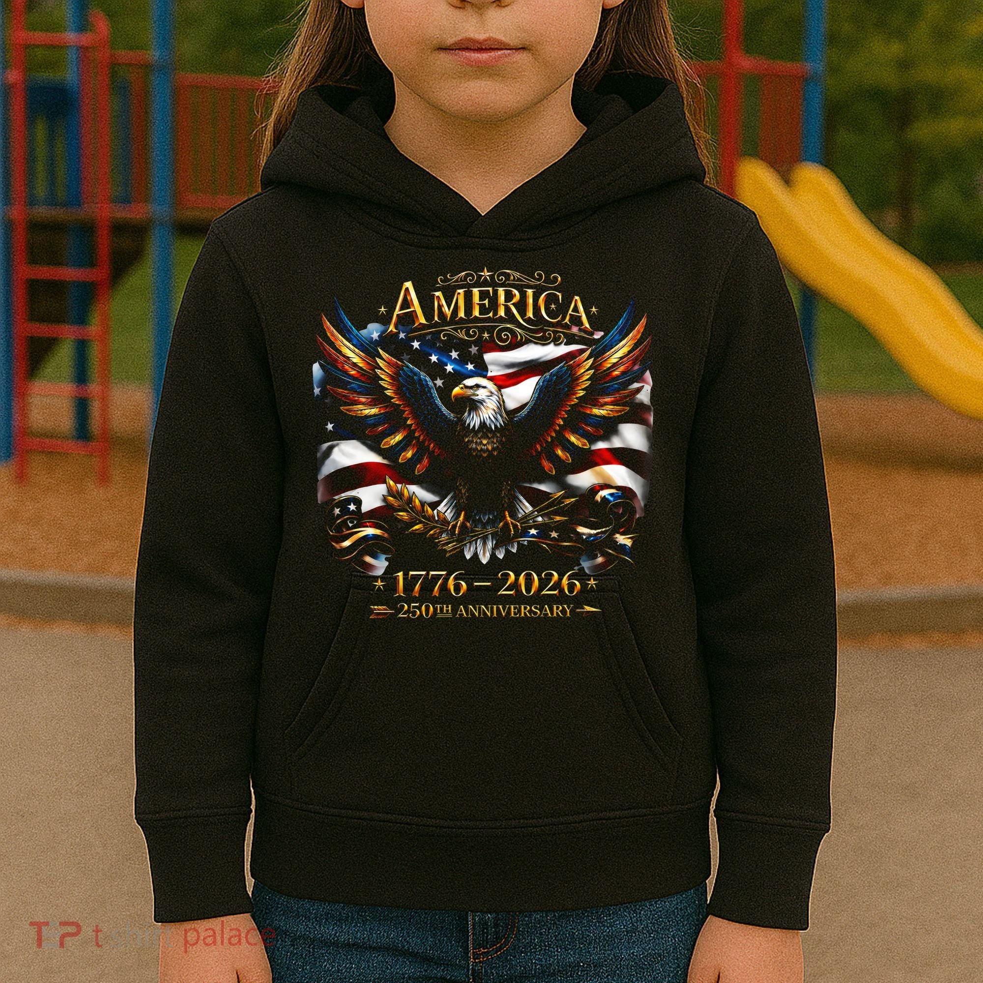 America 250th Anniversary 1776-2026 American Eagle Kids Hoodie