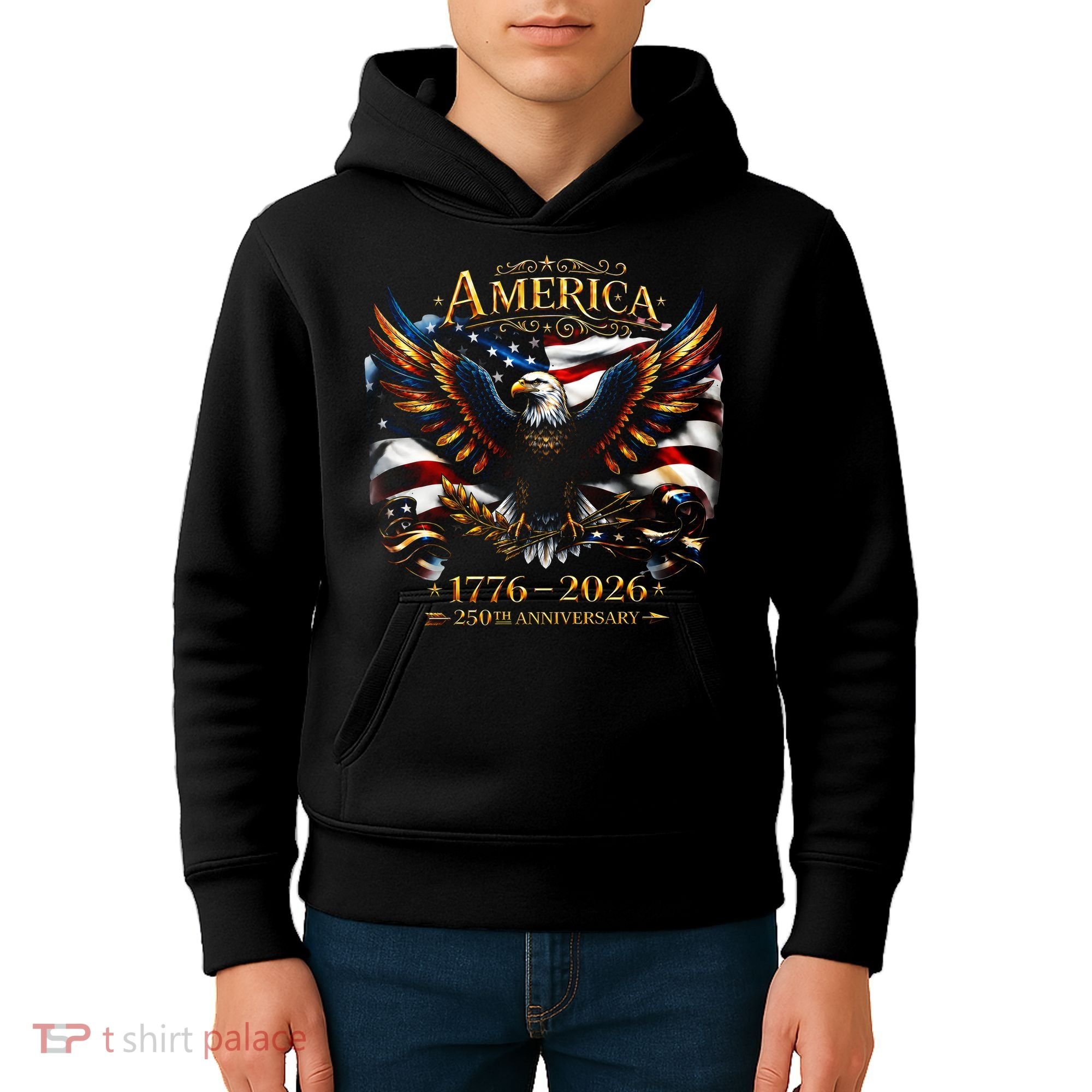 America 250th Anniversary 1776-2026 American Eagle Kids Hoodie