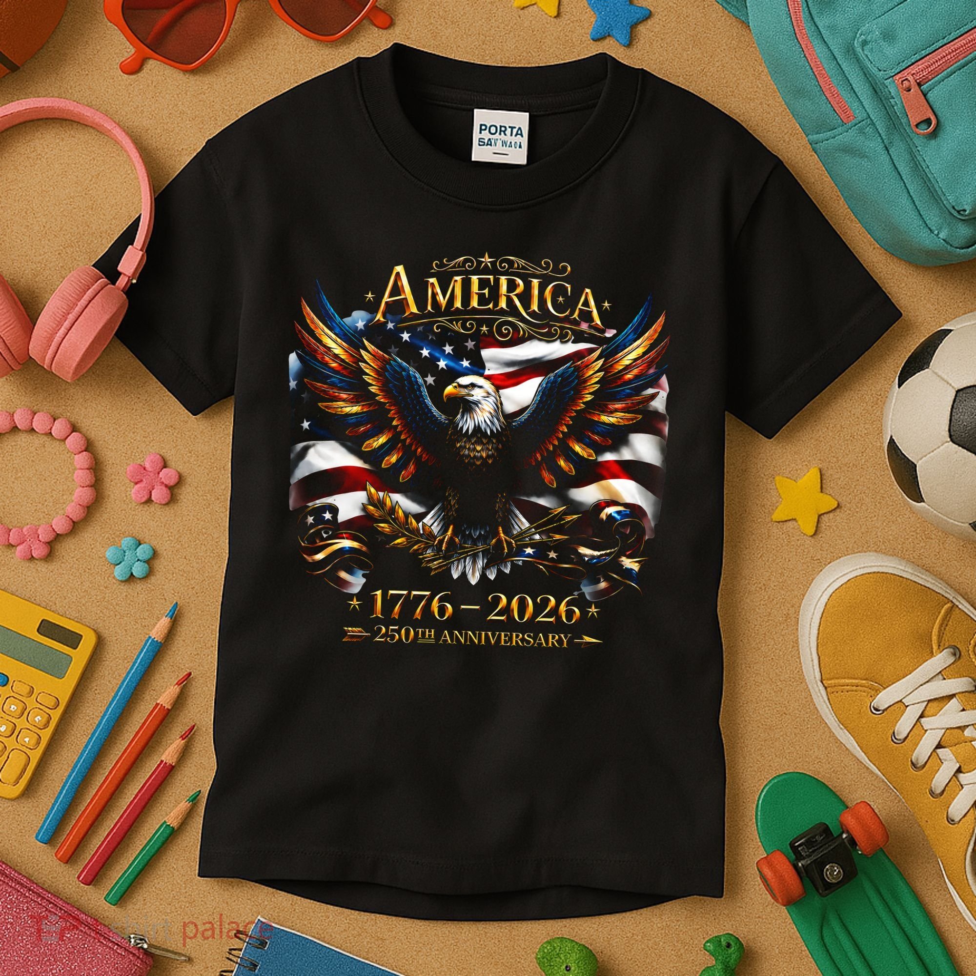 America 250th Anniversary 1776-2026 American Eagle Kids T-Shirt