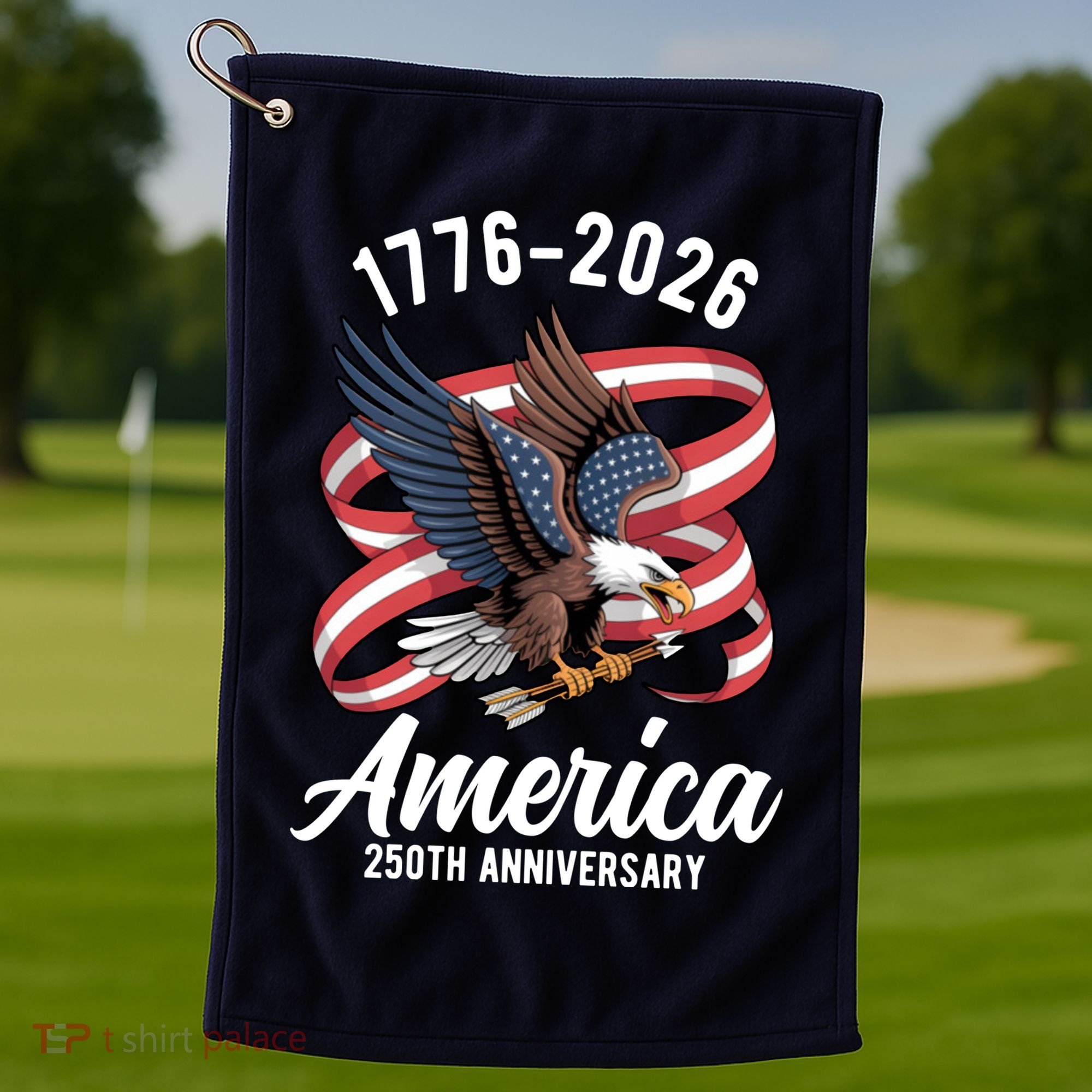 America 250th Anniversary 1776-2026 Eagle USA Golf Towel