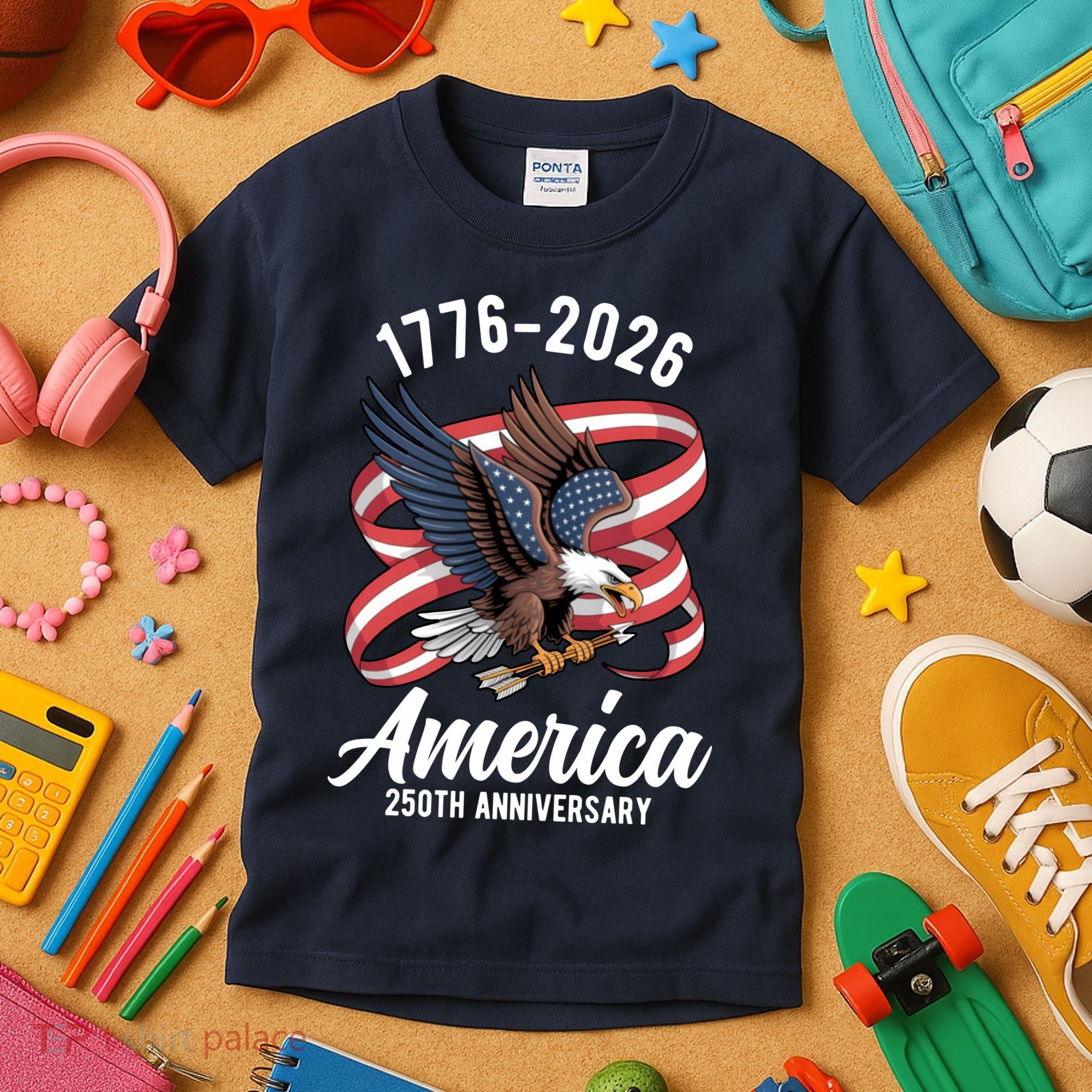 America 250th Anniversary 1776-2026 Eagle USA Kids T-Shirt