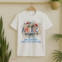 America 250th Birthday 2026 Patriotic Floral USA T-Shirt thumb 2