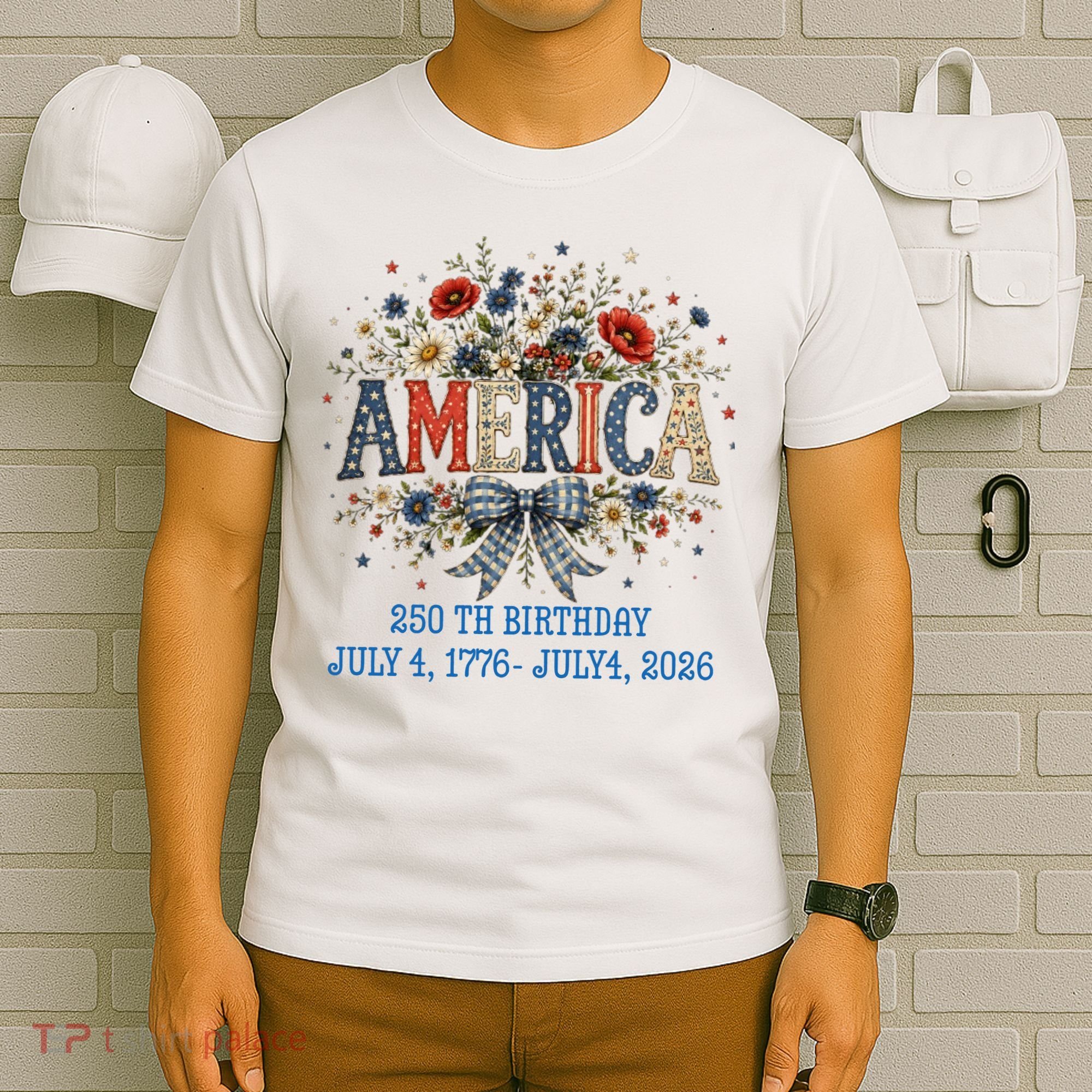 America 250th Birthday 2026 Patriotic Floral USA T-Shirt