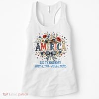 America 250th Birthday 2026 Patriotic Floral USA Women's Tank Top thumb 0