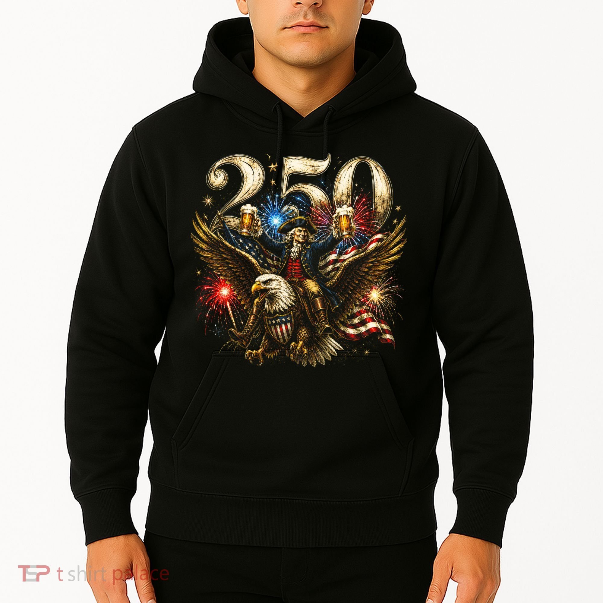 America 250 Ben Franklin Riding Eagle Celebration Hoodie