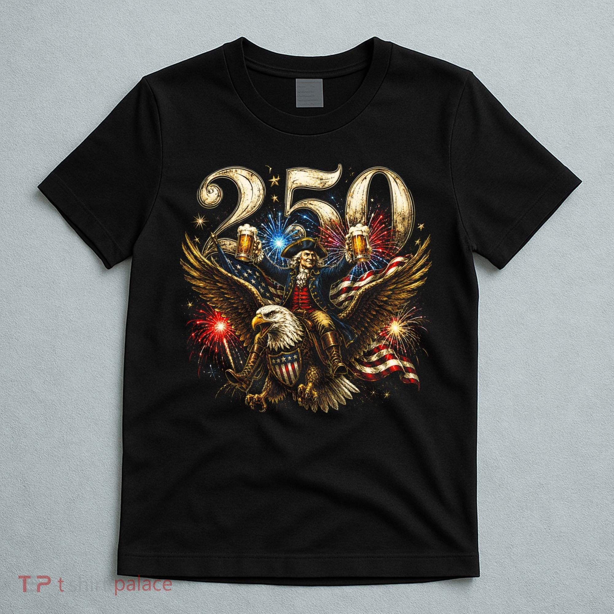 America 250 Ben Franklin Riding Eagle Celebration T-Shirt