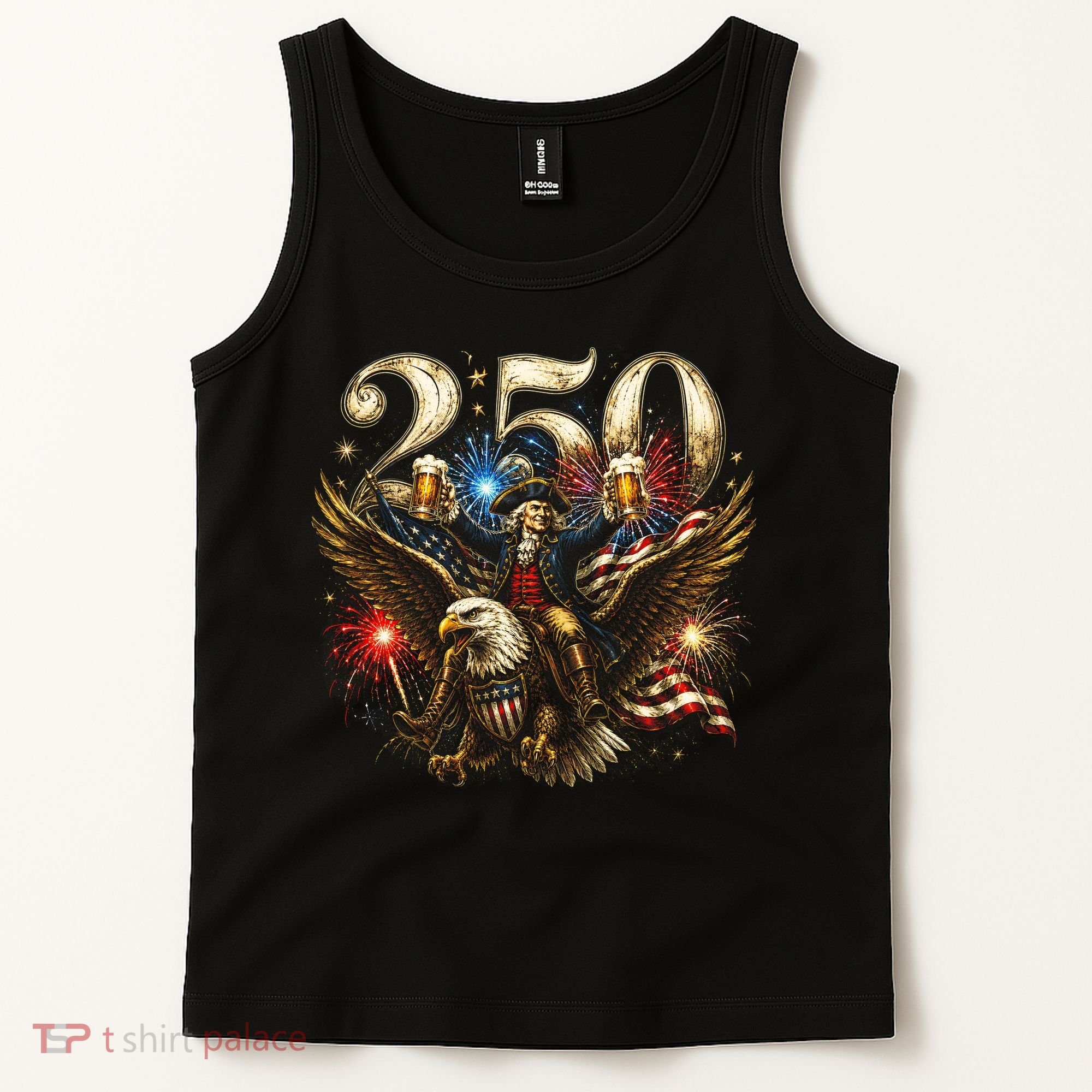 America 250 Ben Franklin Riding Eagle Celebration Tank Top