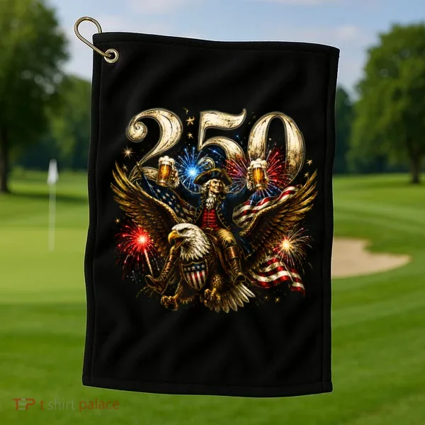 America 250 Ben Franklin Riding Eagle Celebration Golf Towel