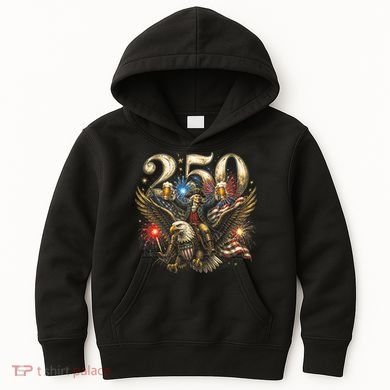 America 250 Ben Franklin Riding Eagle Celebration Kids Hoodie