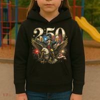 America 250 Ben Franklin Riding Eagle Celebration Kids Hoodie thumb 3