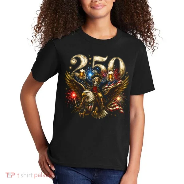 America 250 Ben Franklin Riding Eagle Celebration Kids T-Shirt