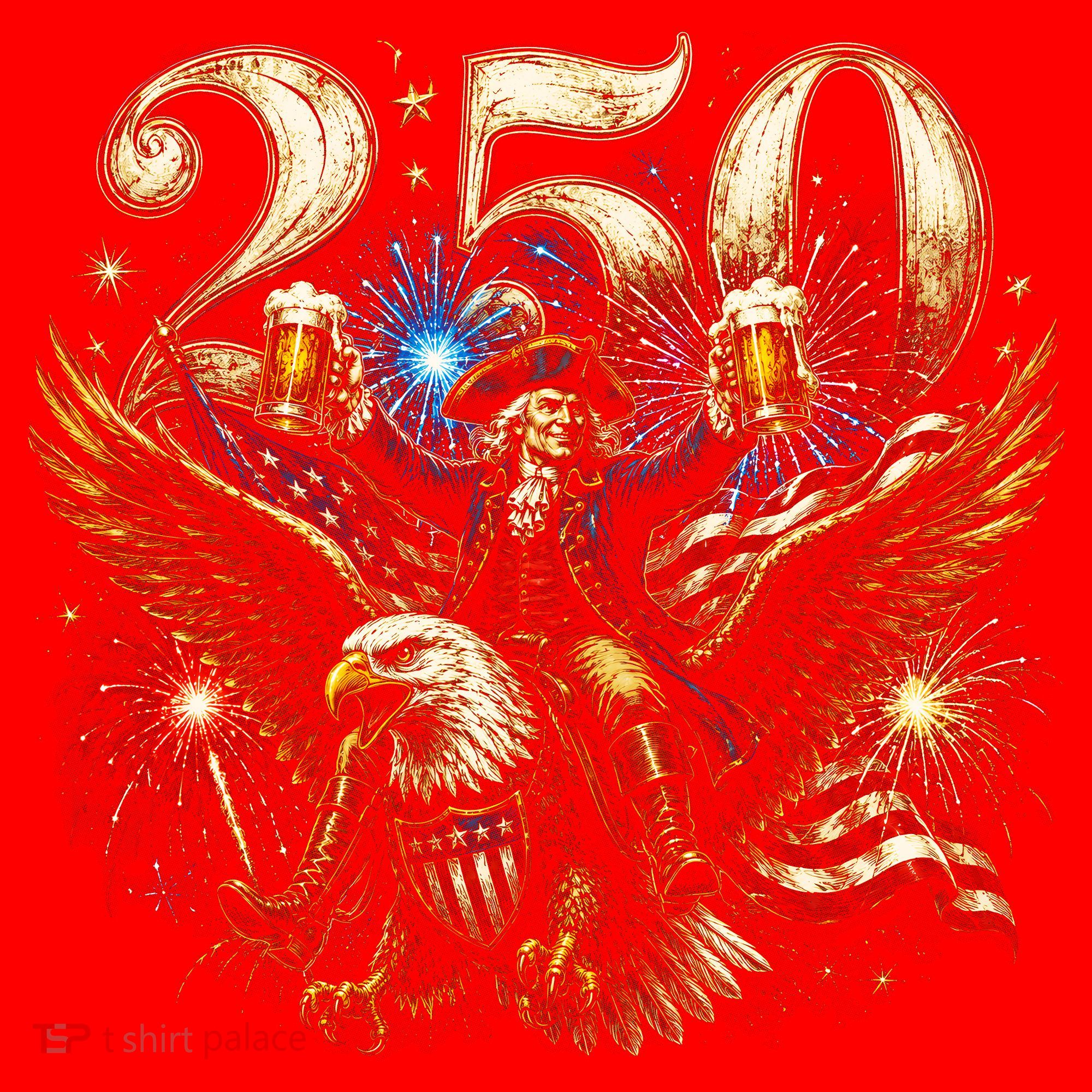 America 250 Ben Franklin Riding Eagle Celebration Santa Hat