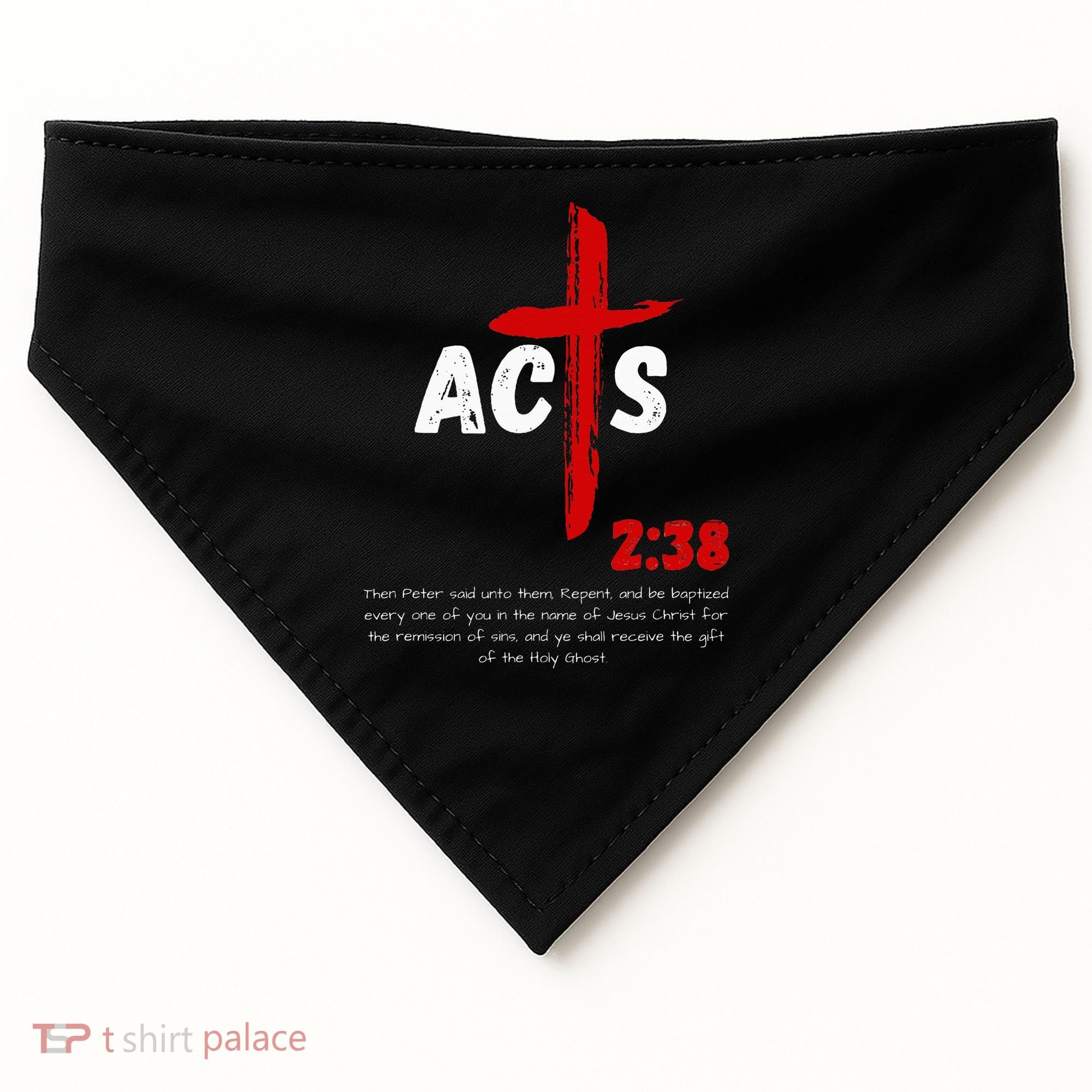 Acts 238 Baptized In Jesus Name Cross Pentecostal Apostolic USA-Made Doggie Bandana