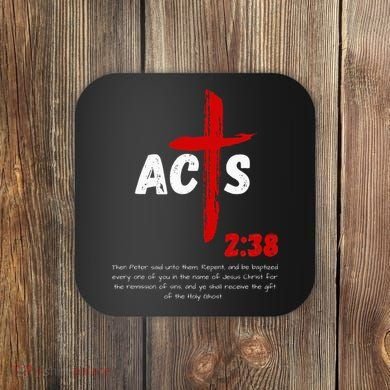 Acts 238 Baptized In Jesus Name Cross Pentecostal Apostolic Coaster