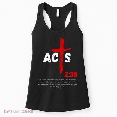 Acts 238 Baptized In Jesus Name Cross Pentecostal Apostolic Women's Tank Top