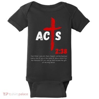 Acts 238 Baptized In Jesus Name Cross Pentecostal Apostolic Baby Bodysuit