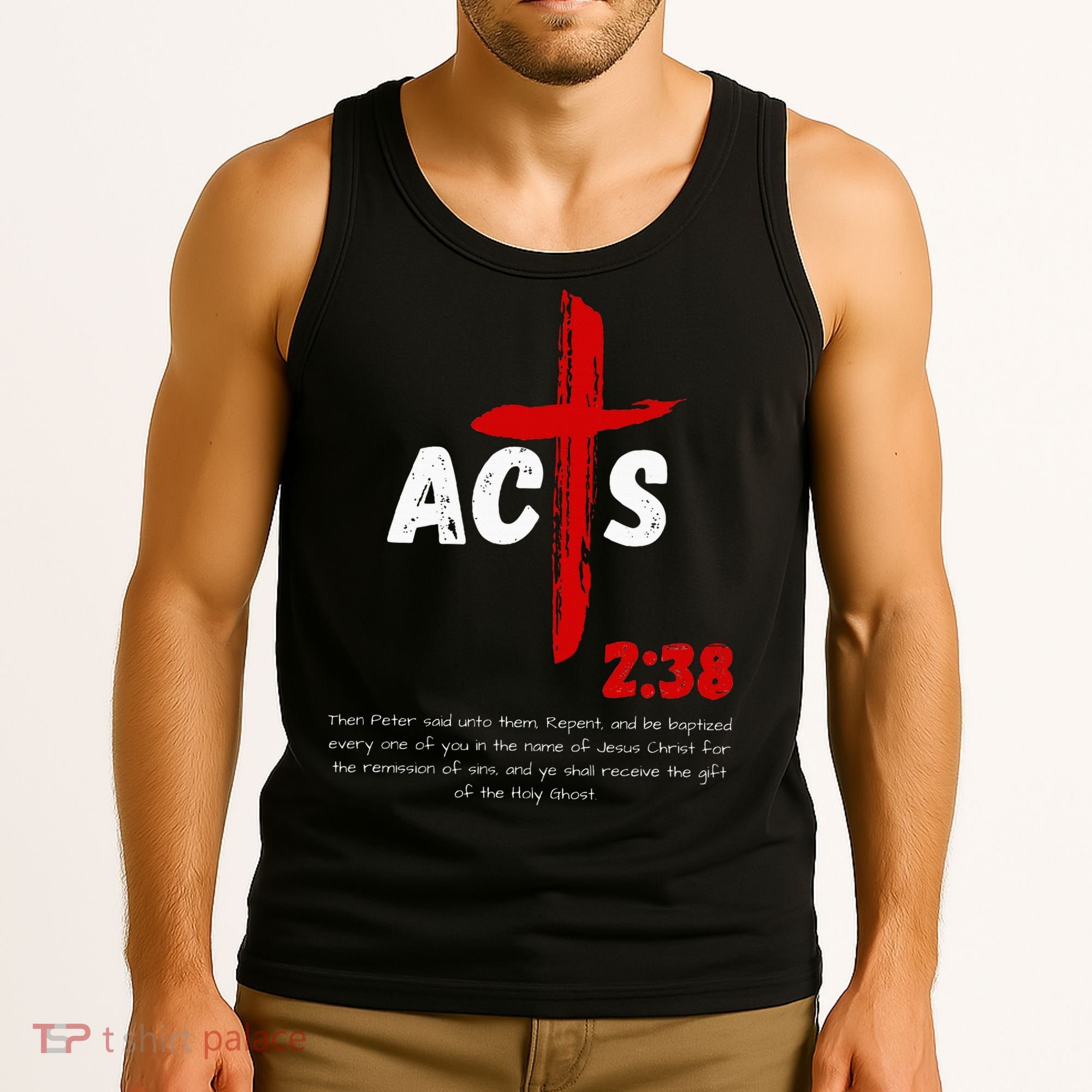 Acts 238 Baptized In Jesus Name Cross Pentecostal Apostolic Tank Top