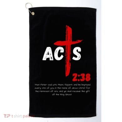 Acts 238 Baptized In Jesus Name Cross Pentecostal Apostolic Golf Towel