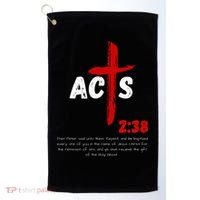 Acts 238 Baptized In Jesus Name Cross Pentecostal Apostolic Golf Towel thumb 0
