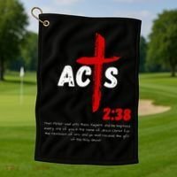 Acts 238 Baptized In Jesus Name Cross Pentecostal Apostolic Golf Towel thumb 1
