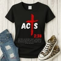 Acts 238 Baptized In Jesus Name Cross Pentecostal Apostolic Women's T-Shirt thumb 3